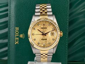 Thumbnail von Rolex Datejust 36 16233 Gold Jubilee Dial With Diamonds - Full Set 36mm