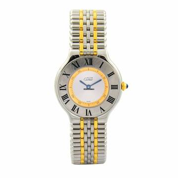 Cartier 21 Must de Cartier Quarz Revision vergoldet Garantie 