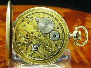 Thumbnail von Eterna Open Face 14kt 585 Gold Taschenuhr Chronometer / Kaliber 301 </h1>