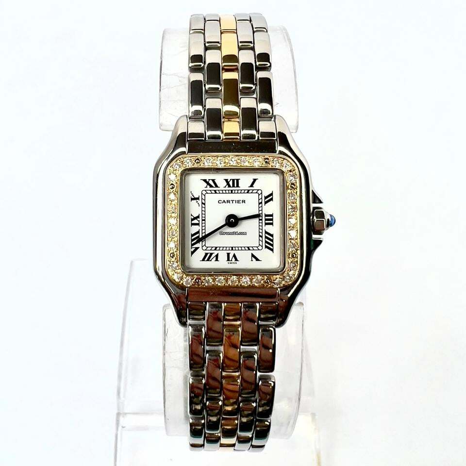  Cartier Panthère Quartz 23mm 1 Row Gold 0.32TCW DIAMOND Watch </h1> 