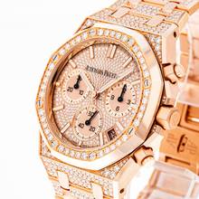 Thumbnail von Audemars Piguet Royal Oak Chronograph 41 Chronograph Rose Gold ORIGINAL ICED OUT Diamonds 50th Anniversary 26242OR