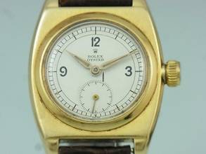 Thumbnail von Rolex Oyster Bubble Black 18k/750 Gold Handaufzug Kl. Sekunde Vintage Herrenuhr </h1>