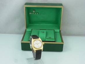 Thumbnail von Rolex Oyster Bubble Black 18k/750 Gold Handaufzug Kl. Sekunde Vintage Herrenuhr </h1>