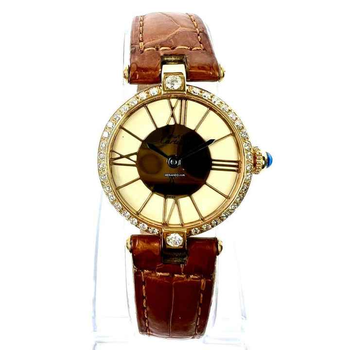  Cartier VERMEIL 24mm Quartz GP Argent 0.68TCW Diamond Watch </h1> 