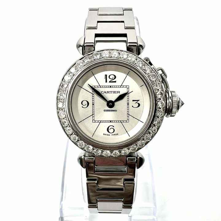  Cartier Pasha Quartz 26mm Steel 1.36TCW DIAMOND Watch </h1> 