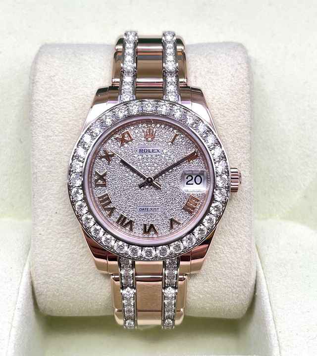  Rolex Lady-Datejust Pearlmaster Rosegold Factory/Orig. Diamond Setting 34mm Box+Papers like NEW </h1> 