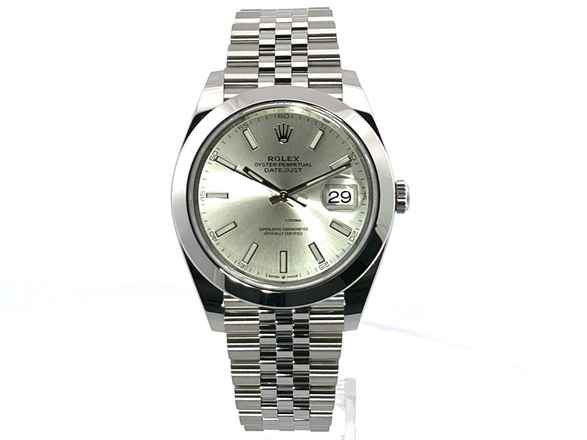  Rolex Datejust 41 Ref. 126300 Edelstahl Silber Index Jubile-Band  