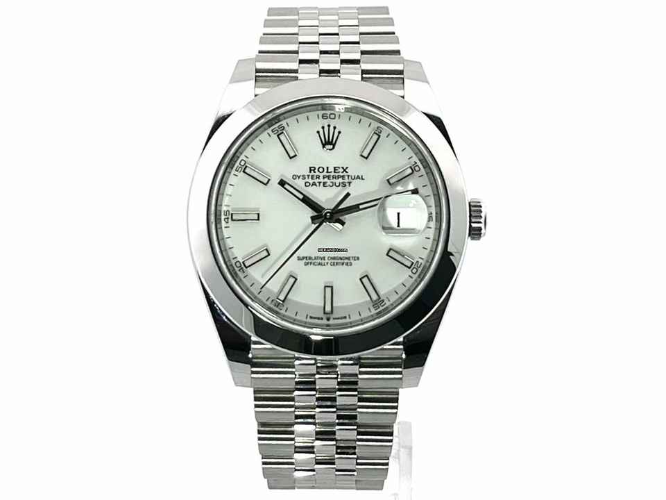  Rolex Datejust 41 Ref. 126300 Edelstahl Weiß Index Jubile-Band </h1> 