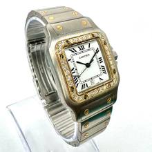 Thumbnail von Cartier Santos Galbée 29mm Quartz 2 Tone 0.85TCW Diamond Watch </h1>