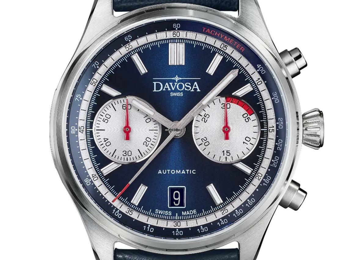  Davosa Newton Pilot Rally Chronograph Stahl Automatik Armband Leder limitiert Ref.161.536.45 Full Set Neu 