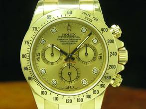 Thumbnail von Rolex Daytona Cosmograph 18kt Gold Automatic Herrenuhr / Diamond Dial / 116528h </h1>