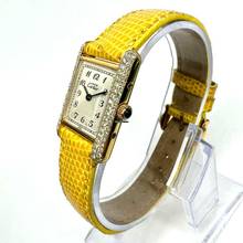 Thumbnail von Cartier Tank Quartz 20mm Gold Plated Silver 0.5TCW Diamond Watch </h1>
