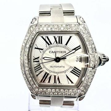  Cartier Roadster 2510 Automatic 38mm Steel 1.68TCW Diamond Watch </h1> 