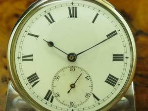 Thumbnail von John Wycherley 800 Silber Open Face Taschenuhr Schlüsselaufzug </h1>