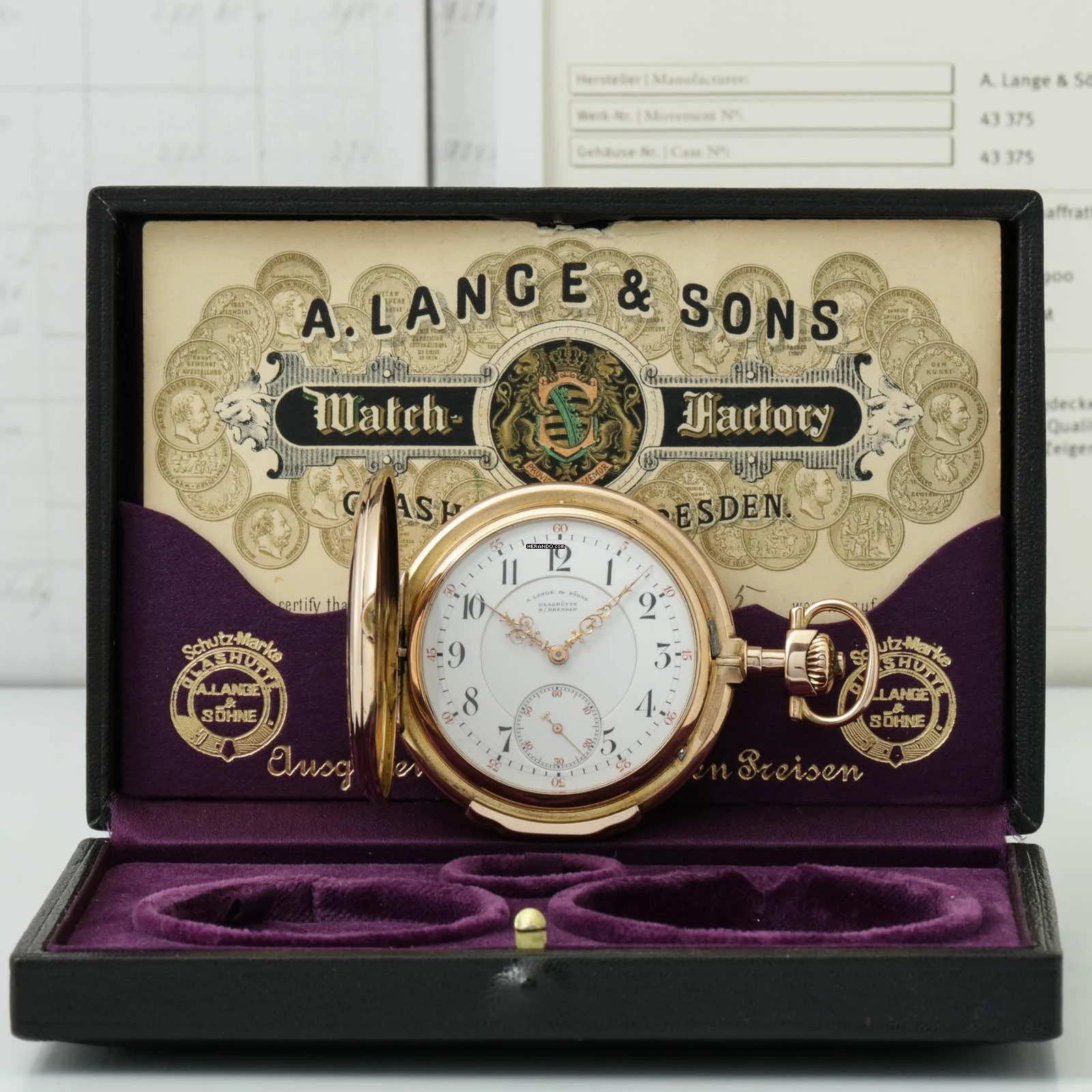 A. Lange & Söhne Grosse Lange 1 18k Gold Große Schwere Louis XV Taschenuhr zertifikat Box Sternwarte Geprüft 1900 </h1>