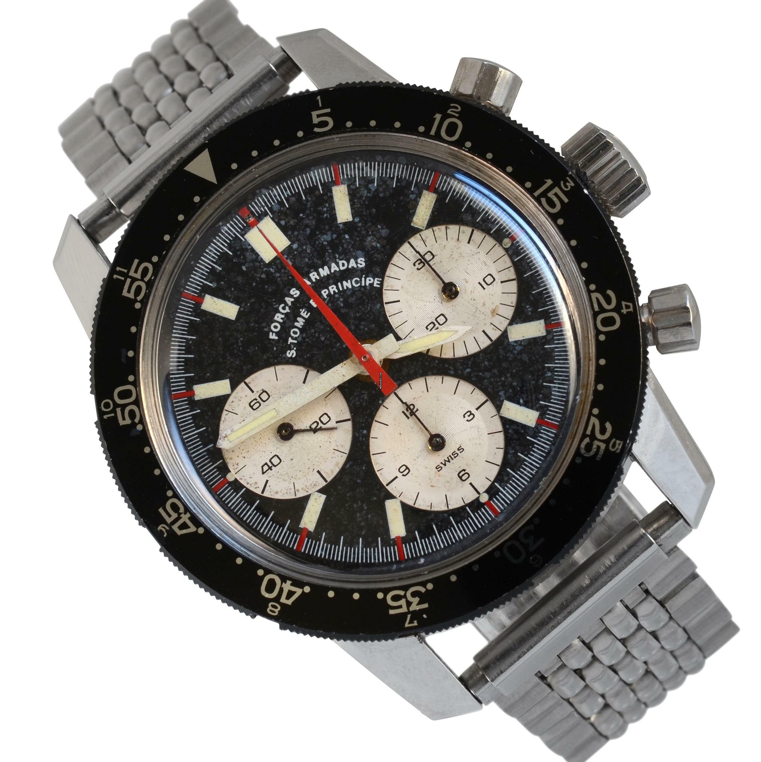 Heuer Leonidas Autavia Military 2446 by Forcas Armadas S. Tome e Principe 1970’s