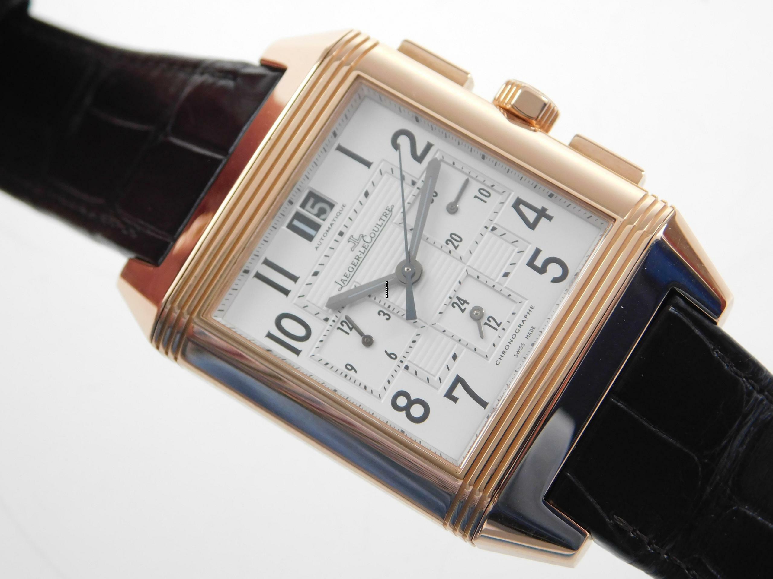 Jaeger-LeCoultre Reverso Squadra Chronograph GMT Full Set Automatik XL Roségold mit Faltschließe wie Neu </h1>