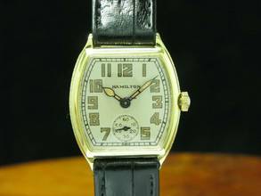 Thumbnail von Hamilton 14kt Gold Handaufzug Herrenuhr / 1920er Jahre / Art Deco / Kaliber 987 </h1>