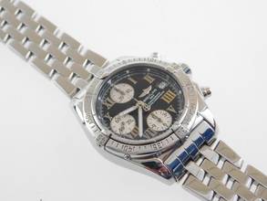Thumbnail von Breitling Chrono Cockpit mit allen Papieren schwarzes Zifferblatt und Pilotband