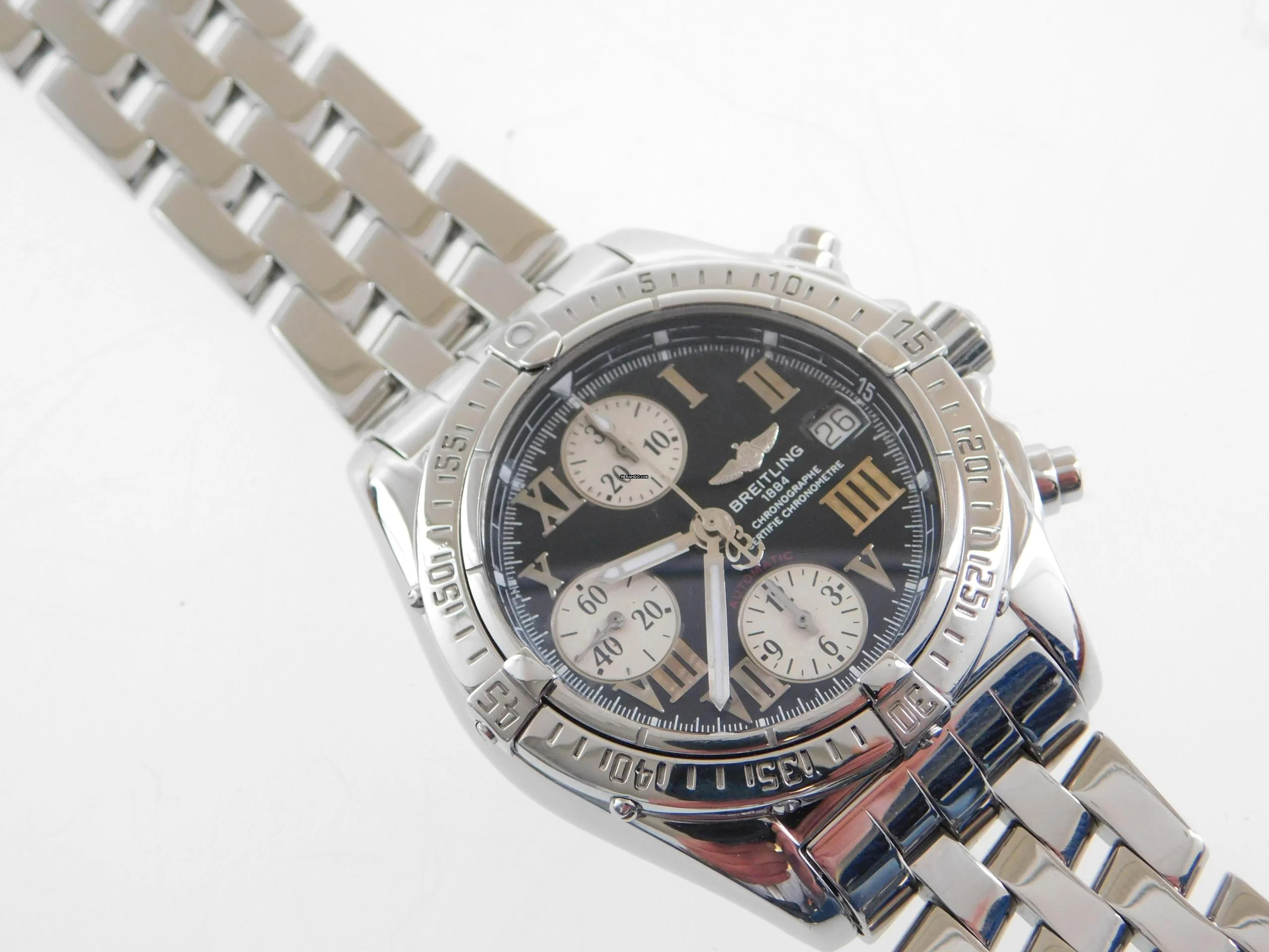  Breitling Chrono Cockpit mit allen Papieren schwarzes Zifferblatt und Pilotband  