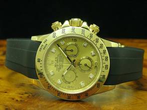 Thumbnail von Rolex Daytona 18kt Gold Herrenuhr / Diamond Dial & Kautschuk Armband / Ref 11652 </h1>