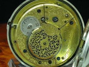 Thumbnail von James Lamb 925 Silber Open Face Spindeltaschenuhr Mit Schnecke & Kette </h1>