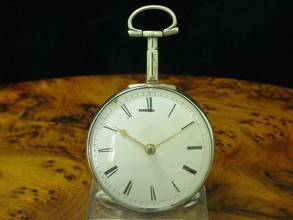 Thumbnail von James Lamb 925 Silber Open Face Spindeltaschenuhr Mit Schnecke & Kette </h1>
