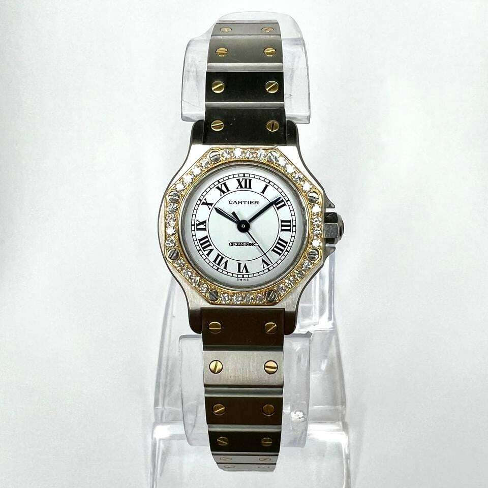 Cartier Santos OCTAGON Automatic 25mm 2 Tone 0.32TCW DIAMOND Watch  </h1>