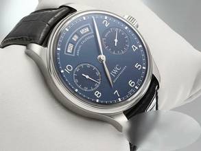 Thumbnail von IWC Portugieser Annual Calendar Jahreskalender Iw5035 2015 Edelstahl Automatik Annual Calendar Steel Blue Dial </h1>