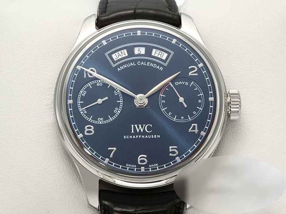  IWC Portugieser Annual Calendar Jahreskalender Iw5035 2015 Edelstahl Automatik Annual Calendar Steel Blue Dial </h1> 