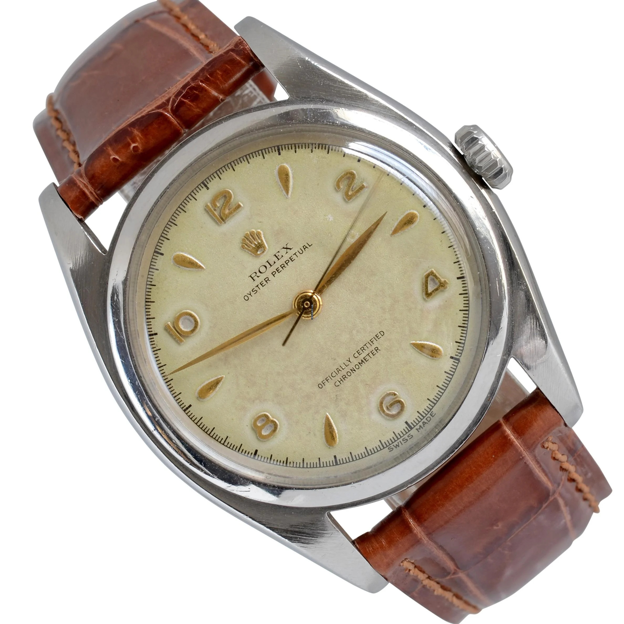 Rolex Oyster Perpetual 6028 “Ovettone” Big BubbleBack Ivory dial 1952's </h1>