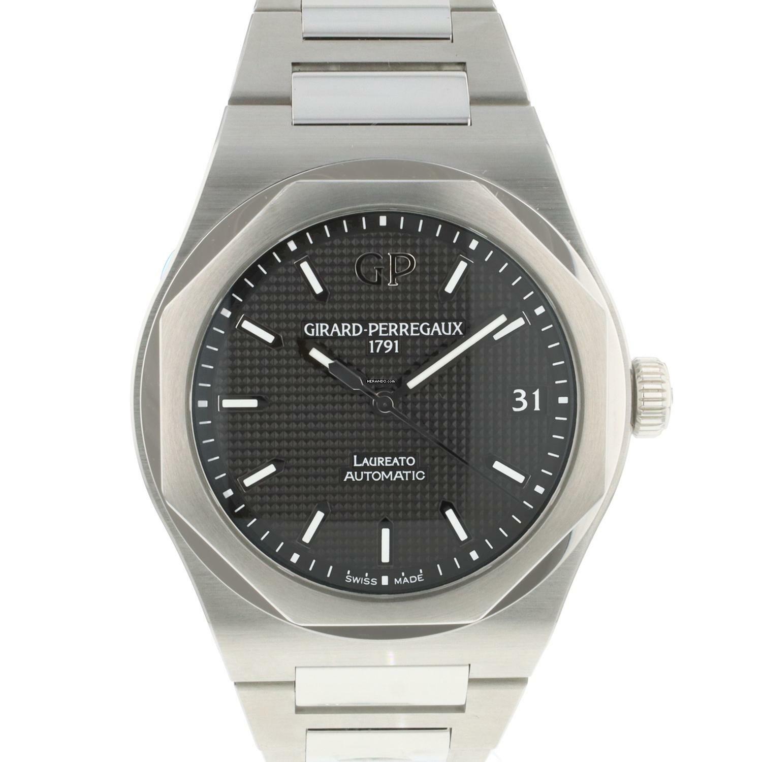  Girard Perregaux Laureato Steel Black Dial NEW </h1> 