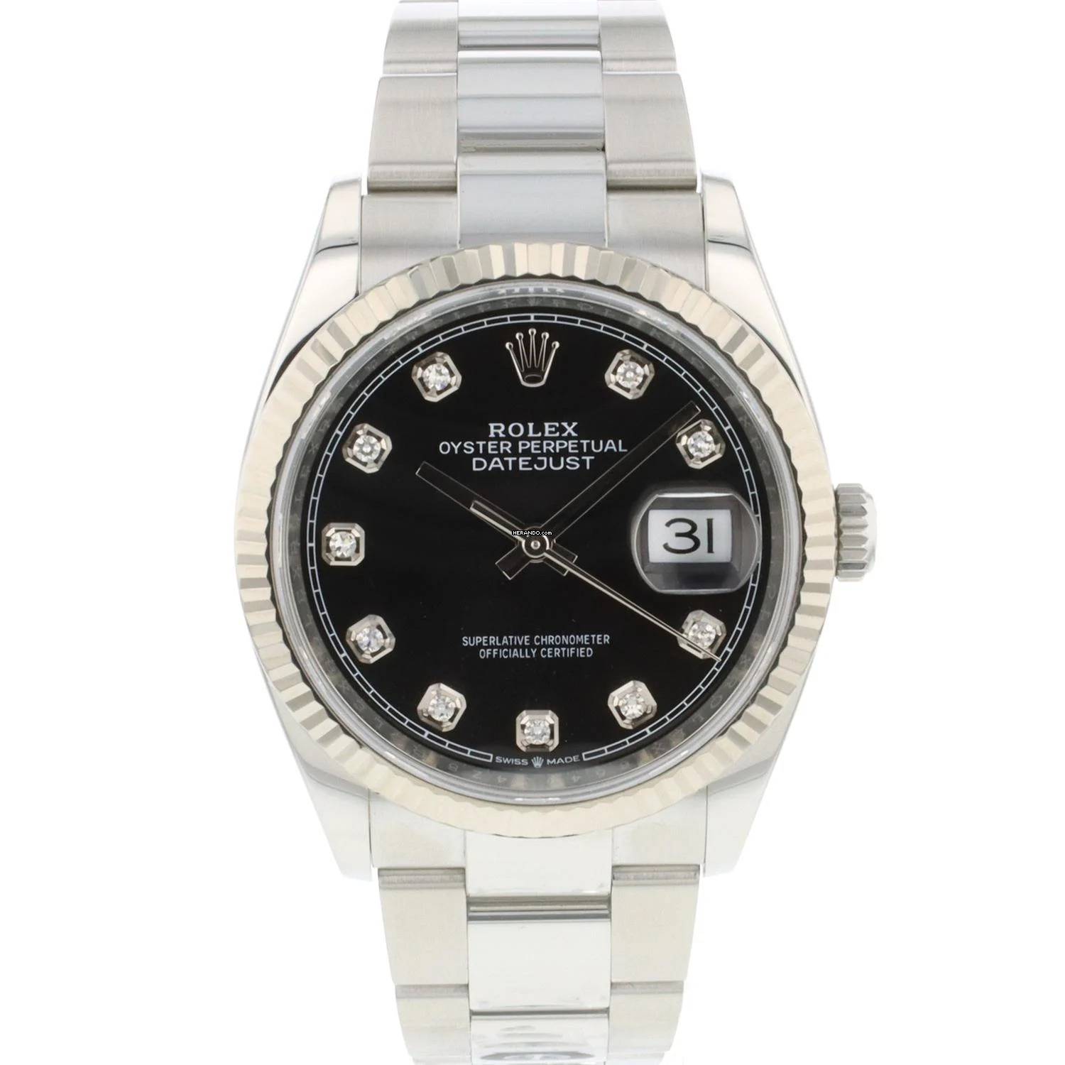 Rolex Datejust 36 Fluted Oyster Black Diamond Dial </h1>