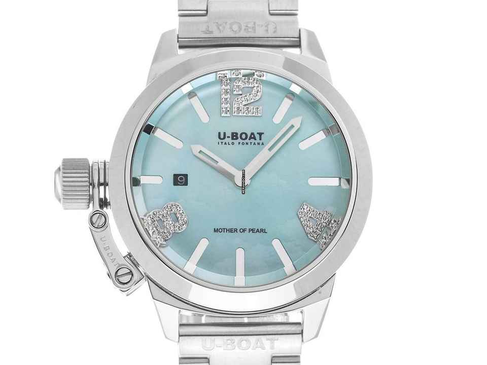  U-Boat Classico Lady Aquamarine Diamanten Perlmutt Ref.8900 Full Set Neu 