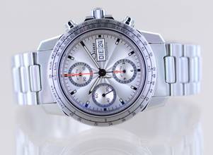 Thumbnail von Sinn 303 M-kmh Day-Date Chronograph Silver Dial Modellbahn Full-Set rar </h1>