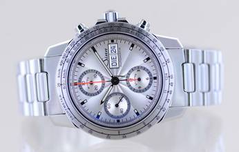 Thumbnail von Sinn 303 M-kmh Day-Date Chronograph Silver Dial Modellbahn Full-Set rar </h1>