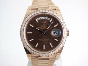 Thumbnail von Rolex Day-Date 40 Choco Dial Everrose / Diamond Bezel </h1>