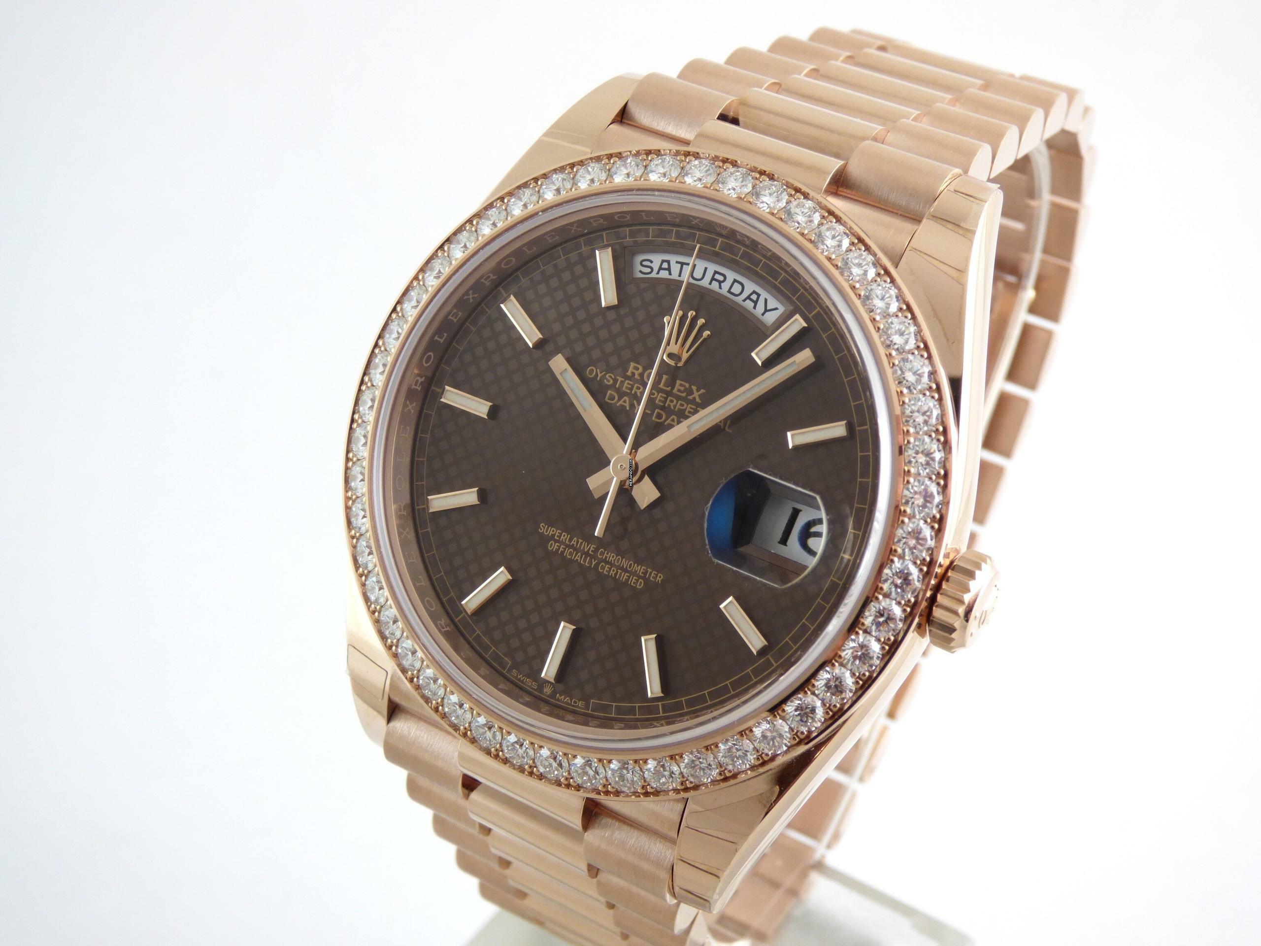  Rolex Day-Date 40 Choco Dial Everrose / Diamond Bezel </h1> 