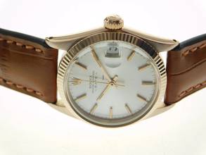 Thumbnail von Rolex Oyster Perpetual Date 18 Karat Rosegold Date 31 mm wie Neu medium Größe mit Krokoband von 1966 </h1>