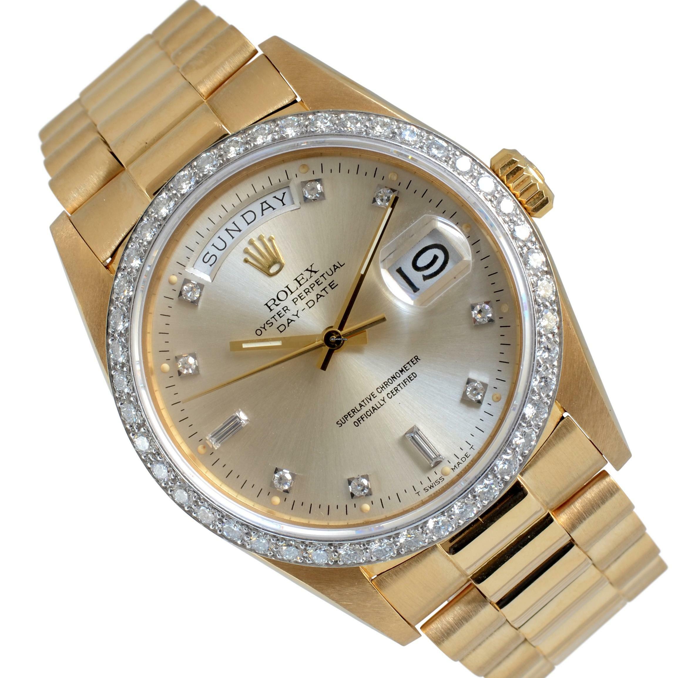 Rolex Day-Date 36 18048 President Factory Silver diamonds dial Full Set 1980’s </h1>