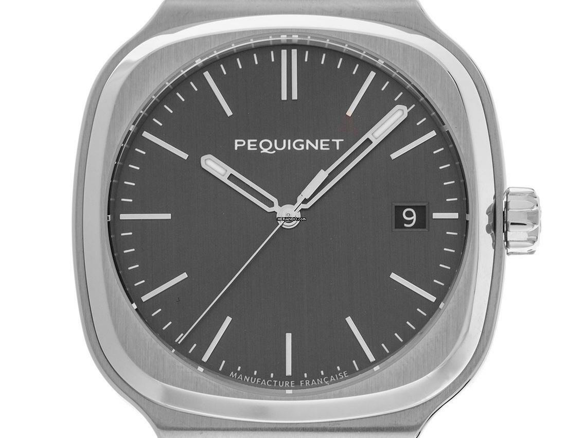  Pequignet Concorde Charcoal Grey Dial Stahl Automatik Armband Stahl Ref.9040443 Box&Pap. Full Set Neu 