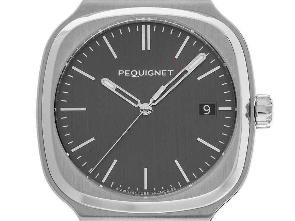  Pequignet Concorde Charcoal Grey Dial Stahl Automatik Armband Stahl Ref.9040443 Box&Pap. Full Set Neu 