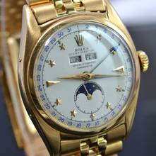 Thumbnail von Rolex Oyster Perpetual 36 Stelline 6062 Triple Calendar Moonphase yellow gold 18KT Full Set 1952’s </h1>