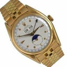 Thumbnail von Rolex Oyster Perpetual 36 Stelline 6062 Triple Calendar Moonphase yellow gold 18KT Full Set 1952’s </h1>
