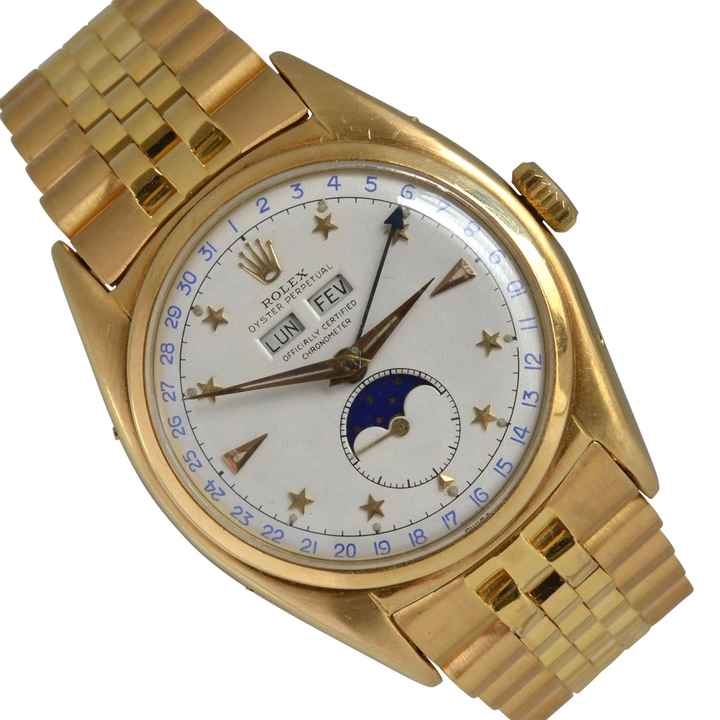  Rolex Oyster Perpetual 36 Stelline 6062 Triple Calendar Moonphase yellow gold 18KT Full Set 1952’s </h1> 