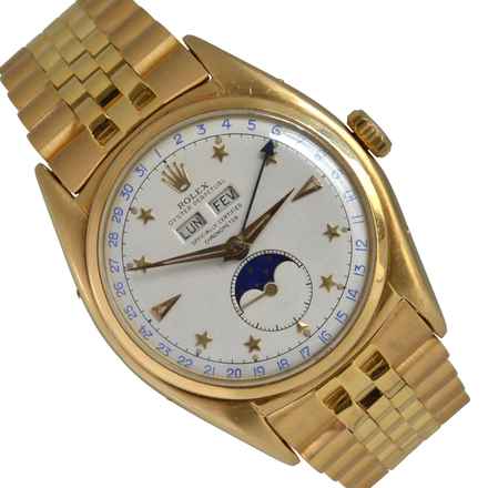  Rolex Oyster Perpetual 36 Stelline 6062 Triple Calendar Moonphase yellow gold 18KT Full Set 1952’s </h1> 