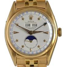 Thumbnail von Rolex Oyster Perpetual 36 Stelline 6062 Triple Calendar Moonphase yellow gold 18KT Full Set 1952’s </h1>