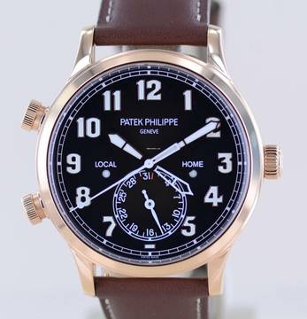  Patek Philippe Calatrava Pilot Travel Time 18K Roségold Cal 324 brown Dial Luxusuhr B+P </h1> 