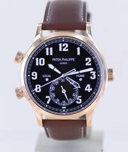 Thumbnail von Patek Philippe Calatrava Pilot Travel Time 18K Roségold Cal 324 brown Dial Luxusuhr B+P </h1>