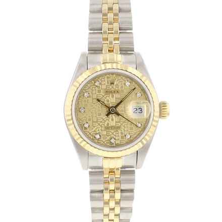  Rolex Lady-Datejust 26 Steel Gold Jubilee Fluted Champagne Diamond Logo Dial </h1> 